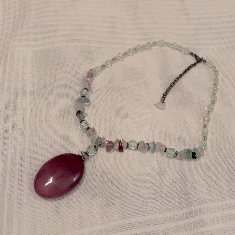 Vintage amethyst pendant necklace 16”